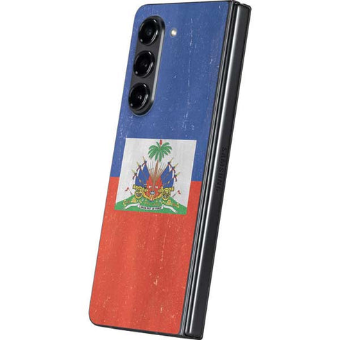 Haiti Flag Distressed Galaxy Z Fold5 5G Skin